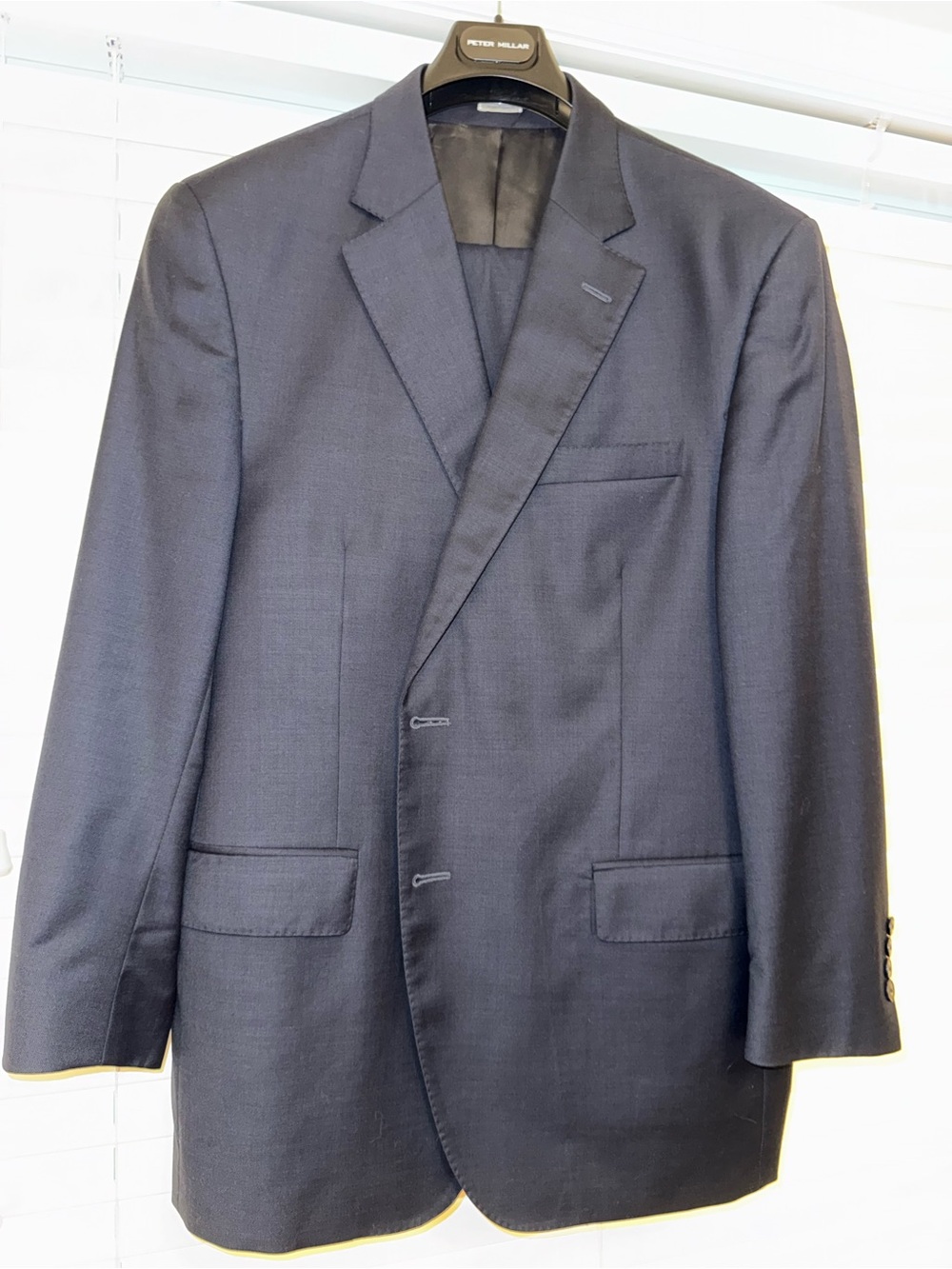 Peter Millar 46R 100% Wool Suit Set Dark Navy | 40” Waist 27” Inseam No Cuff - Picture 1 of 4